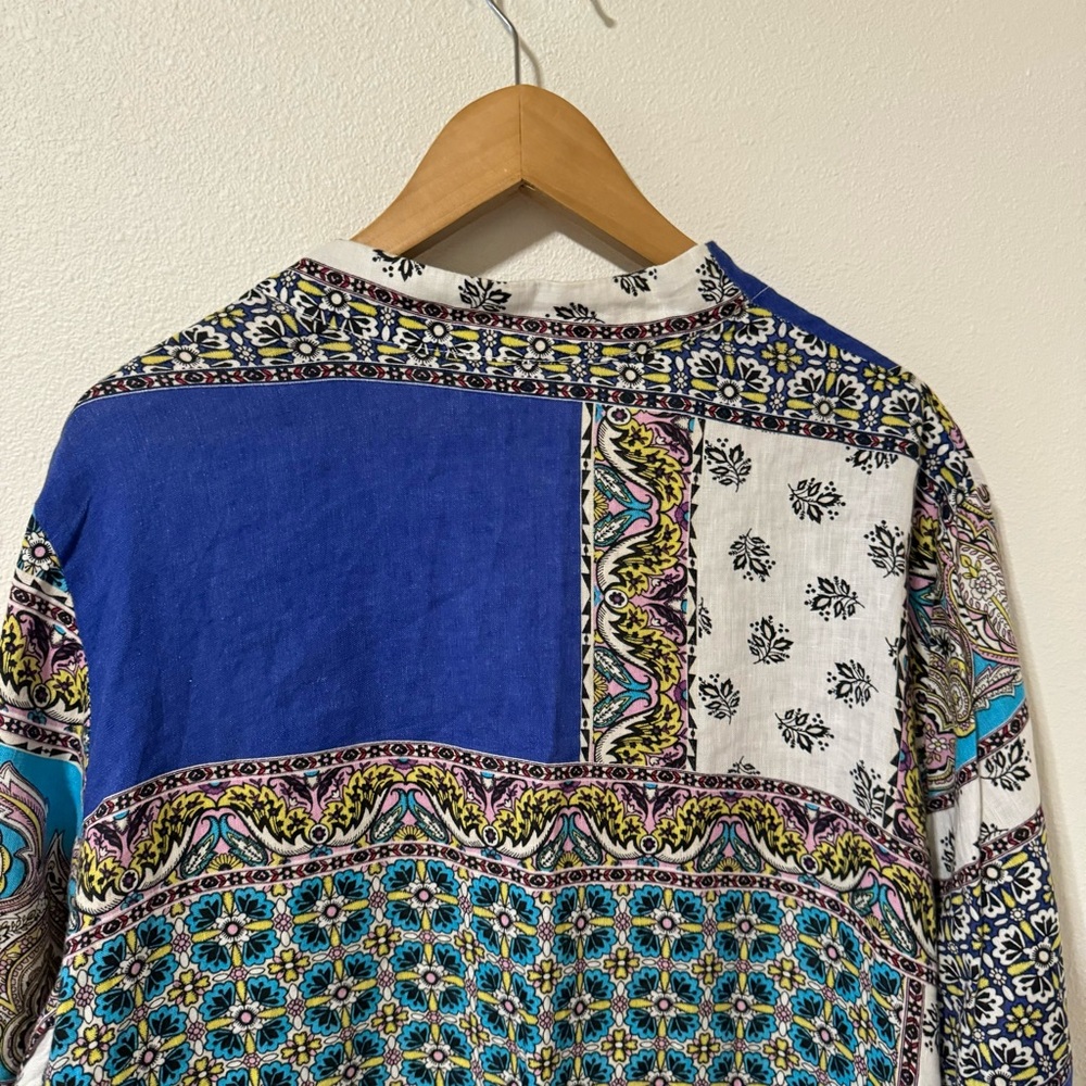 Chico’s Patchwork Linen Duster Kimono Jacket Mult… - image 7